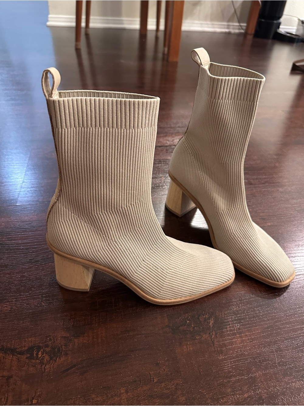 Dolce Vita Beige Ribbed Sock Boots